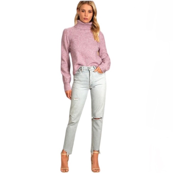 Lulu's Lavender Knit Turtleneck Sweater Long Sleeve Oversized Size S NEW - Picture 3 of 8